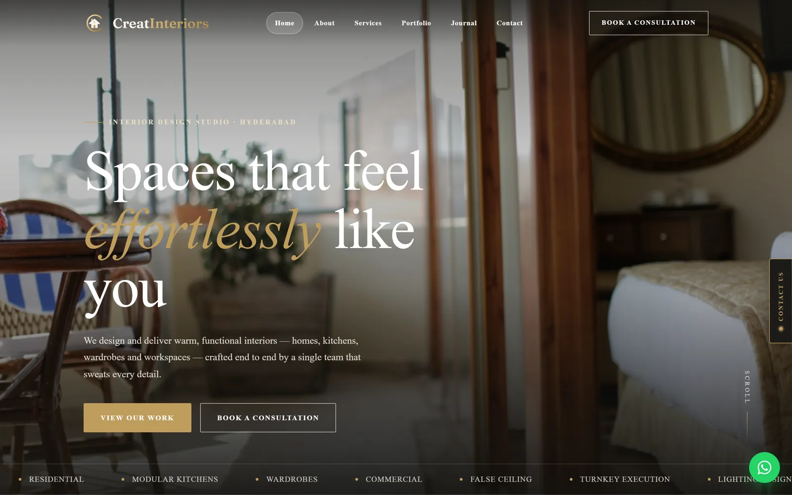 Creat Interiors website designed by Meera Consulting