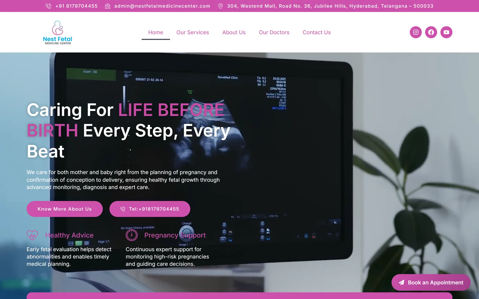 Nest Fetal Medicine website designed by Meera Consulting